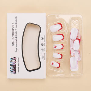 My Seven Days BZ1643 Faux ongles à coller, style French à bord rouge et motif cœur, pour le commerce transfrontalier, vente chaude - Product Image 4