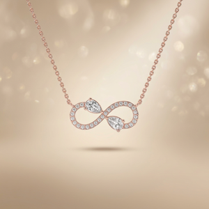 Colgante con forma de infinito, corte de pera y engaste de garra redondo, joyería romántica de moissanita y diamante en oro rosa para uso diario - Product Image 5
