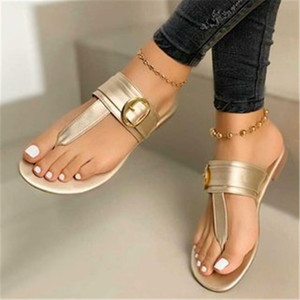 Nouvelles sandales plates de grande taille pour le commerce extérieur, style tendance, avec boucle en métal, tongs pour femmes, pantoufles - Product Image 3