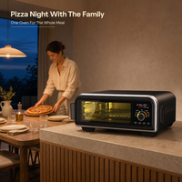 Four à pizza à convection 18L, 400°C, électrique, avec fonction déshydrateur, 6 préréglages, noir, pour usage domestique