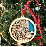 Nuovo Design 2027: Regali di Inaugurazione Casa, Mappa Personalizzata di Città e Lago, Ornamento Natalizio 3D in Legno Tagliato al Laser