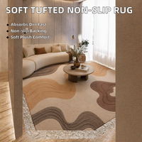 Hapton Moderner Hochflor-Teppich Weiches Wellenmuster Polyester-Teppich Saugfähig Rutschfeste TPR-Rückseite Anpassbar OEM ODM Bodenbelag