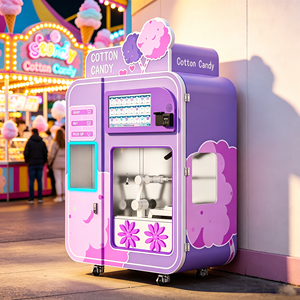 Machine à barbe à papa automatique sans surveillance 24h/24, écran tactile intelligent de 32 pouces, kiosque commercial de barbe à papa en libre-service pour cinéma - Product Image 1