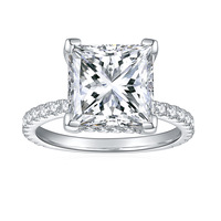 Grande bague en moissanite carat bijoux de mariage en argent 925 carré coupe princesse Moissanite bagues de mariage en argent pour femmes