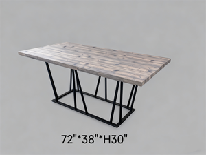 Premium Brauner Wild-Eichen-MDF Moderner Quadratischer Esstisch mit Metallbeinen Paneel-Design 4-Sitzer - Product Image 4