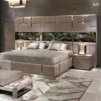 Lit double en cuir italien haut de gamme, grand format, pour chambre principale, design de villa, en cuir de vachette première couche, lit de mariage