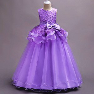 <span class=keywords><strong>Vestidos</strong></span> de Fiesta Largos de Tul con Capas para Niñas, sin Mangas, con Flores, de Finalz Kids - Product Image 6