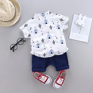 Camisa estampada de manga curta para meninos, camisa confortável, casual, venda quente, bonita, manga curta, roupa infantil, atacado, 2019