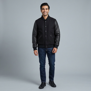All Black Classic Premium Varsity jacket para hombres Fashion bomber Varsity jacket CollegeBaseballjacket para hombres - Product Image 1