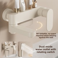 Robinet de douche mural monocommande en céramique haute pression, blanc crème, design de luxe léger, avec mitigeur amovible et douchette coulissante