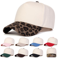 Gorra Trucker de 5 Paneles con Bordado Personalizado 3D, Diseño de Leopardo Liso, Visera Plana, Lona 100% Algodón, Bloques de Color, Estilo Béisbol