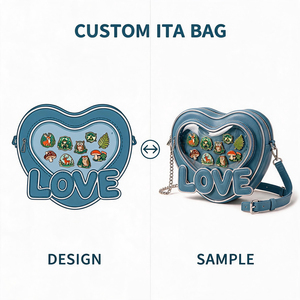 Customized Heart Purse Transparent PVC Window Chain Shoulder Ita Bag Badge Pin Collection <b>Cosplay</b> Daily Outing Handbag - Product Image 3