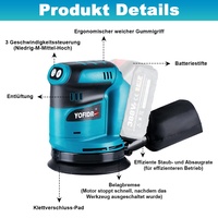 Ponceuse-polisseuse électrique 18V, 3 vitesses, sans fil, portative, orbitale, pour bois et métal, fonctionnant sur batterie