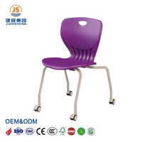 Chaise d'écolier ergonomique mobile et collaborative en plastique PP avec roulettes, conforme à la norme BIFMA, pour salle de classe