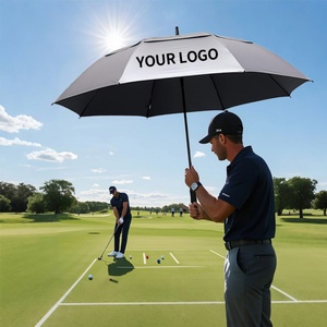 Waterproof 62 Inch Professional Straight Black Fiberglass Frame Golf <b>Umbrella</b> Double Canopy Ventilation Design for All Weather - Product Image 3