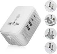 Adaptador de Corriente Universal de Viaje de 17W-3.4A, Enchufe con Corriente Nominal de 6A con Toma de Corriente para UE/Reino Unido/EE. UU./Australia, Más de 200 Países para Viajar