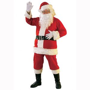 Vendita calda abito babbo natale <span class=keywords><strong>rosso</strong></span> Deluxe velluto fantasia festa <span class=keywords><strong>uomo</strong></span> <span class=keywords><strong>Costume</strong></span> da famiglia <span class=keywords><strong>Costume</strong></span> da Cosplay di natale per adulti - Product Image 4