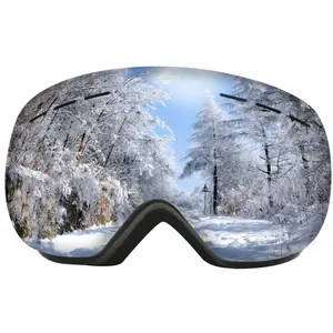 Moda inverno Double 2 Layers Anti-embaciamento Finger Print Uv Spherical Mirror Coated Lens Snow Sport Ski Goggles For Kids Adulto