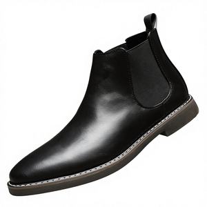 Botas Cortas de Otoño y Primavera, Botines Chelsea Retro Británicos Versátiles, Zapatos para Hombre, Juveniles, con Suela Plana, Botas Grandes de PU - Product Image 1