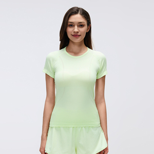T-<span class=keywords><strong>shirt</strong></span> de <span class=keywords><strong>sport</strong></span> à manches courtes pour <span class=keywords><strong>femme</strong></span>, coupe ajustée, col rond, idéal pour le yoga, l'équitation et les activités sportives – Nouvelle collection très prisée - Product Image 5