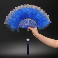 Éventail pliant classique Lolita blanc 23 cm Modèle 2025 Souvenirs de mariage Éventail en plastique Style rétro Danse Fée Fille Plume
