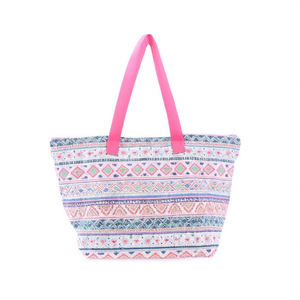 Borsa da Spiaggia in PVC Impermeabile con Stampa Digitale Stile Etnico 61x38x25cm con Tracolla - Product Image 1