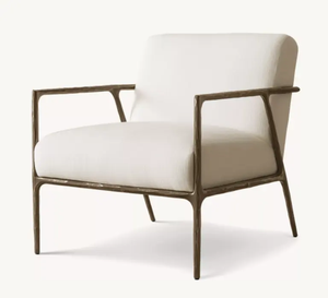 Sillón de Salón de Metal Forjado a Mano de Lujo con Tapicería de Tela, Sillón de Comedor para Villas y Sofás de Descanso - Product Image 6