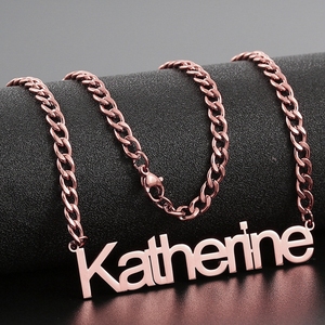 Collana con targhetta personalizzata con ciondolo in acciaio inossidabile da uomo con nome personalizzato all'ingrosso per regalo <span class=keywords><strong>di</strong></span> gioielli personalizzati con girocollo a catena da donna - Product Image 4