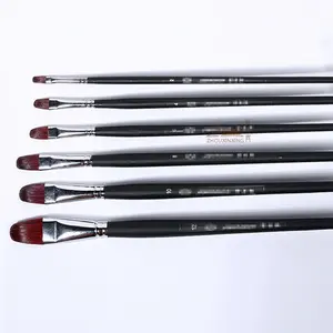 Ensemble de 6 pinceaux en poils de belette, manche en bois, forme de noisette, pour peinture à l'huile et aquarelle, en boîte, fournitures artistiques - Product Image 4