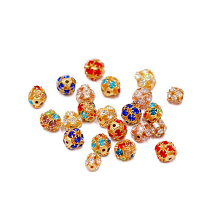 Cuentas de metal con diamantes de imitación de colores, cuentas redondas espaciadoras de 8/10 mm para accesorios de joyería DIY - Product Image 5