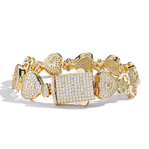 Wholesale Factory Fully Flooded <b>Set</b> 925 Silver 15mm Dollar Sign Money Bag Moissanite Heavy 24K Electroplated Custom Jewelry B2Bs - Product Image 1
