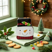 Boîte en fer blanc personnalisée recyclable en forme de bonhomme de neige pour Noël, de qualité alimentaire, pour biscuits, bonbons et chocolats, cadeau de Noël