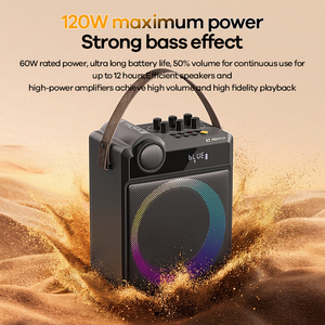 Altavoz Bluetooth de 120W, 60W RMS con Reverberación, 12 Horas de Reproducción, Asa de Cuero Portátil, RB-MB26 para Exteriores, Salidas de Sonido de Alta Potencia de hasta 120W - Product Image 5