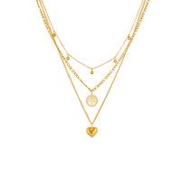 Dernière Mode Multi-Couches Acier Inoxydable Arbre de Vie Collier Pendentif Cœur Plaqué Or 18 carats pour Femmes