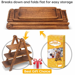 Nuevo y Moderno Soporte <span class=keywords><strong>para</strong></span> Cupcakes de 3 Niveles, Bandeja de Servicio Rectangular de Madera Ecológica y Duradera, Estilo Rústico - Product Image 6