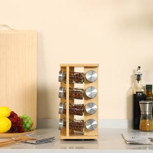Étagère de <span class=keywords><strong>cuisine</strong></span> en bambou de haute qualité, directement de l'usine, étagère à épices en bambou, rotative - Product Image 6