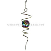 SUNSHINE - Mobile éolien en métal avec design en spirale et boule en verre colorée en forme 3D - Décoration pour la maison et le jardin