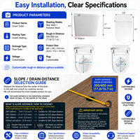 WC intelligent compact monobloc de 58 cm, bidet intelligent avec couvercle automatique et contrôle des odeurs, idéal pour les petits appartements