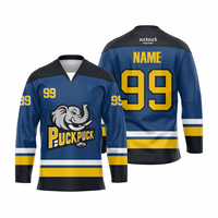 Jersey Hoki Es Sublimasi Profesional OEM Kustom untuk Tim, Pakaian Luar untuk Latihan Hoki Es dan Kompetisi Resmi