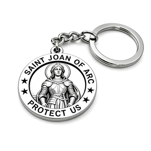 Llavero con Medalla de Protección de Santa Juana de Arco, Grabado Vintage en Acero Inoxidable, Colgante Católico, Adorno Decorativo, Regalo de Fe - Product Image 1