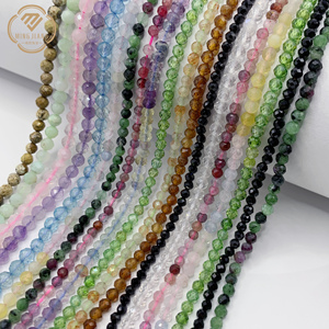 Commercio all'ingrosso perline di pietra naturale 2mm 3mm sfaccettato taglio rotondo di olivina Fluorite in polvere di cristallo citrino Gemstone per la creazione di gioielli - Product Image 1