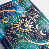 Carnet de notes personnalisé à couverture rigide en feuille d'or Soleil et Lune, thème Astrologie et Constellations, vente en gros