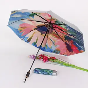 Sonnenschirm Regenschirm Super Qualität für Dame UPF 50 Regenschirm mit Blumen Reiher schnabel und Rose