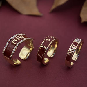 Модное кольцо с надписью MIU, красная латунь, масляное кольцо с позолоченными волнами, циркониевые украшения для мужчин и женщин, для помолвки, вечеринки - Product Image 4