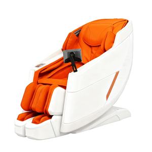 Heißer Verkauf: Luxuriöser elektrischer 4D Zero-Gravity-Ganzkörper-Shiatsu-Massagesessel mit Luftdruck und SL-Track – Weiß & Orange – Großhandel - Product Image 1