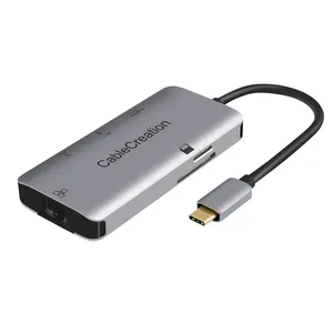 Cablecreation, серый алюминиевый Usb Type C для Hdmi Hub Ethernet Sd Tf Card Reader, совместимый с Macbook Pro 2019/2018 и т. д.