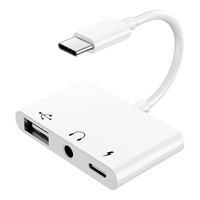 Cable OTG Multifuncional de Carga Rápida 3 en 1, USB C a Conector de Auriculares de 3.5 mm, Adaptador Tipo C con Cargador