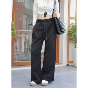 Pantalones de mujer de precio de fábrica de lana de pierna ancha con cordón elástico detalle de costura resaltada cintura alta hecho en Vietnam - Product Image 6