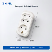 16A adaptor colokan EU Multi soket Strip daya soket tiga soket standar Eropa Inggris untuk penggunaan kantor rumah peringkat Keamanan Tinggi