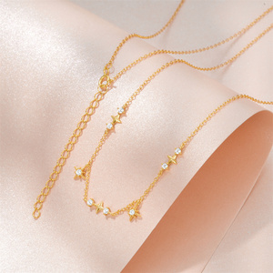 สร้อยคอแฟชั่น CANNER Gold S925 เงินแท้ ดีไซน์คลาสสิค รูปดาว ซ้อนกัน สำหรับสาวๆ - Product Image 4